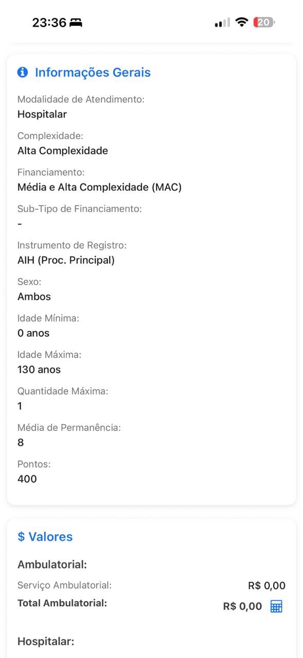 Detalhes do procedimento